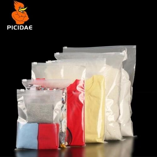 Transparent Frosted Back Zipper Ziplock Packaging Bag Slide Valve Matte Reseal Plastic Clothing Sheets Coat Cover Pants Shirt