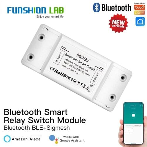 MoesHouse Bluetooth Smart Switch Relay Module Single Point Control Sigmesh Wireless Remote Control with Alexa Google Home tuya