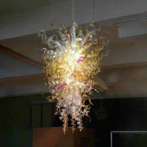 Nordic Curly Twists Chandelier for Dining Room Kitchen Home LED Pendant Lamp Modern Hand Blown Glass Hanging Light Fixture