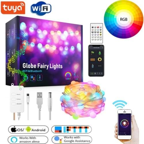 Tuya Fairy Lights Indoor RGB Garland String Light WiFi LED Novelty DIY Lighting For Christmas Party Work With Alexa & Google
