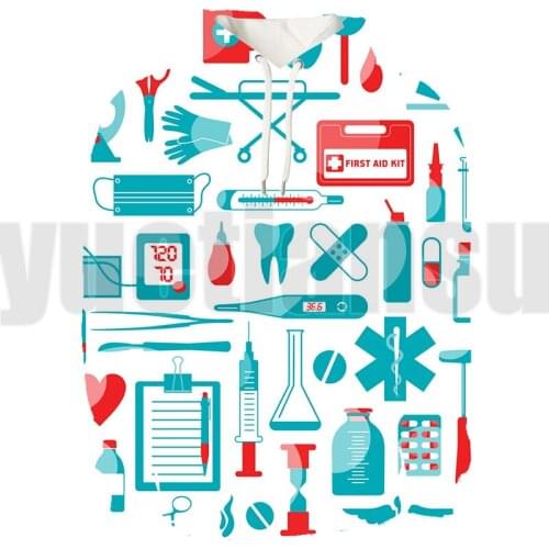 3D Doctor Nurse ECG Hoodie Men Women Sweatshirt Long Sleeve unisex Tracksuit Harajuku Streetwear Pullovers Nurse Accessories Top