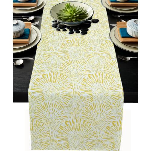 Yellow Dense Pattern Lines Modern Table Runners Holiday Party Wedding Decoration Tablecloth Living Room Dining Table Accessories