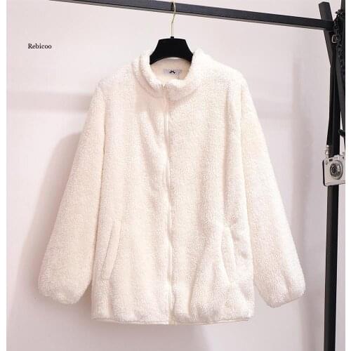 Winter Thick Loose Cardigan Jacket Autumn Warm Fleece Coat Faux Fur Long Overcoat Pink Ourterwear