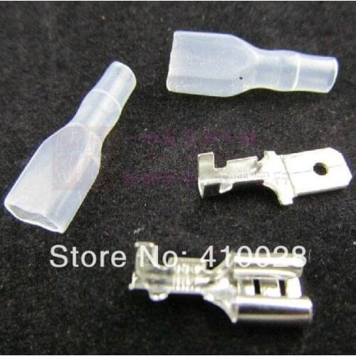 100sets/lot 4.8MM Female/Male Insulated Wire Terminal Spade Connectors With Case Free Shipping