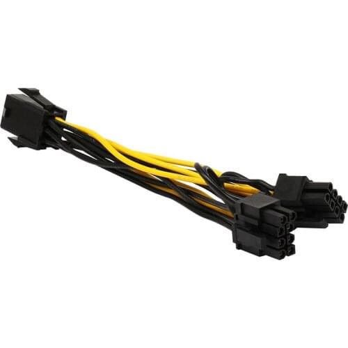 2PC 6inch Molex 6-pin PCI Express to 2 x PCIe 8 (6+2) pin Motherboard Graphics Video Card PCI-e GPU VGA Splitter Hub Power Cable