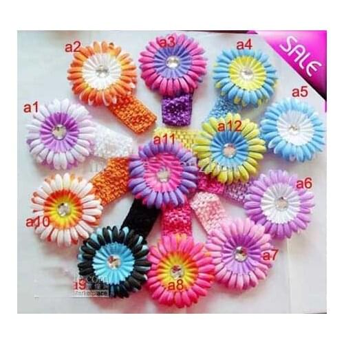 300pcs double-color daisies Gerber With Headband baby hair bows girls hair clips flowers Flower