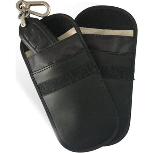 35PCS / LOT Car Key Wallets Key Holder Housekeeper PU Leather Black Keys Organizer Signal Blocking Key Case Bag