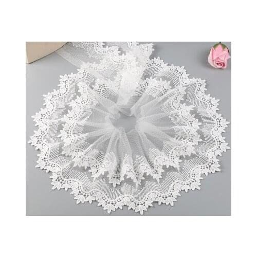 8 yards new milk mesh cloth lace embroidery lace handmade DIY hair accessories car Barbie wedding dress skirt accessories 18CM