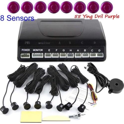 New Car parking sensor 44 colors selection 8 sensors buzzer alarm Reverse Radar auto detector backup sound alert round shape
