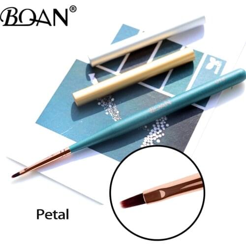 BQAN Nail Art Painting Draw Brush with Metal Cap Professional Acrylic UV Gel Nail Polish Manicure Pen Liner Flat Round
