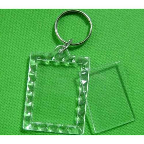 1000 Pcs Insert Photo Frame Keychain Clear Acrylic Plastic Blank Picture Frame Passport Keyrings Party Favor Wedding Gift