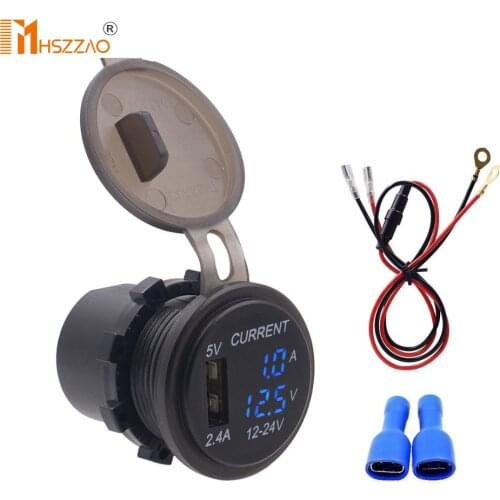 Center console USB charger + voltmeter,Ammeter +60cm line, accessories modified For phone ipad GPS Car supplies power supply