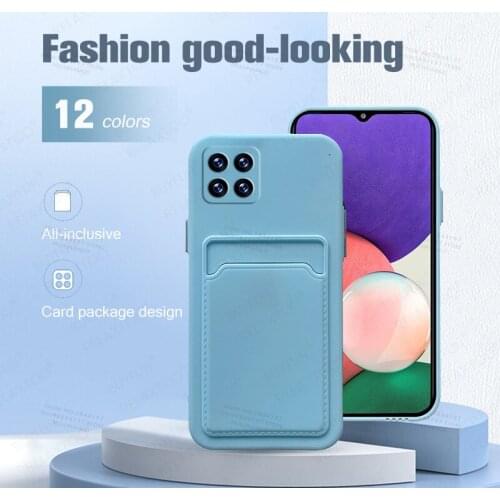 Card Slot Holder Wallet Phone Case For Samsung Galaxy A22 5G 6.6'' Soft TPU Shockproof Cover Shell for galaxy A 22 22A galax a22