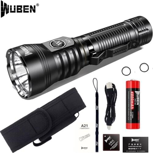 WUBEN A21 Extremely Bright Flashlight XHP70 CREE LED Max 4200 Lumens Type-C Rechargeable 21700 Battery High Power Torch