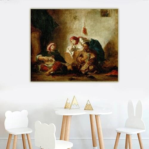 Citon Eugene Delacroix《Jewish Musicians in Morocco》Canvas Oil Painting Art Poster Picture Wall Background Decor Home Decoration
