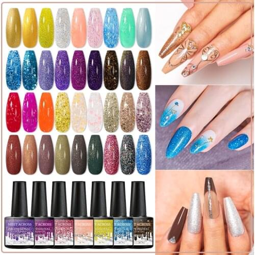 MEET ACROSS Nail Gel Polish Primer Nude Color Series Natural Gel oak Off Semi Permanant UV LED Nail Art Hybrid Lacquers