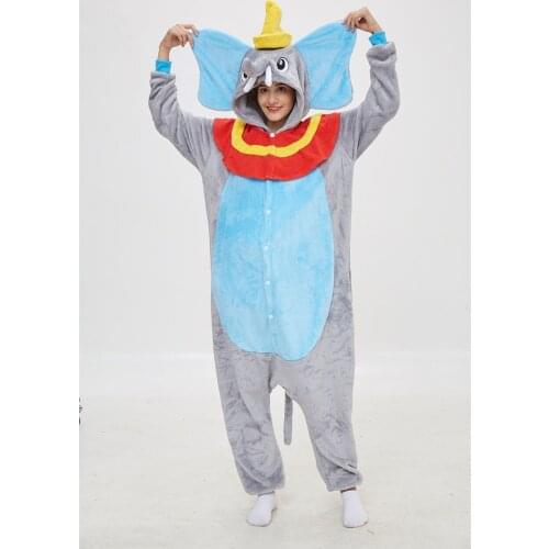 Gray Dumbo Onesies For Adults Anime Cosplay Costume Elephant Pajamas Adults One Piece Carnival Pyjamas Hooded Sleepwear