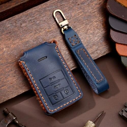 Leather Car Key Cover Cases Remote FOB For Cadillac Escalade SRX XTS ATSL SLS CTS STS ATS BLS Key Case Keyless Entry