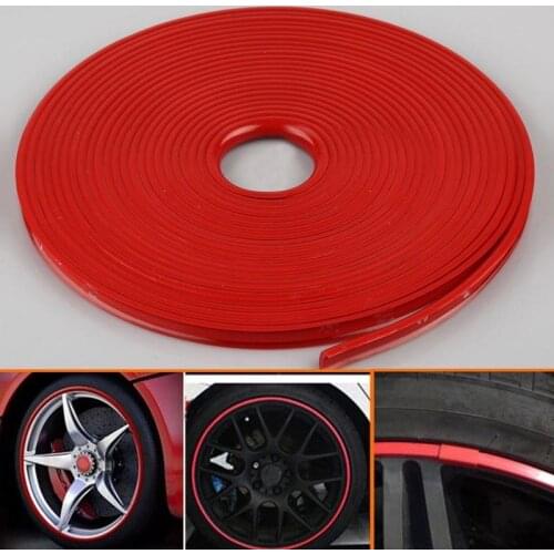 8M Red Car Wheel Hub Rim Edge Protector Ring Tire Guard Sticker Rubber Strip US