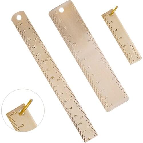 Nonvor Brass ruler Mini copper ruler Retro bookmark ruler EDC ruler Scale Stainless Steel Metal Ruler DIY