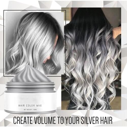 HOT SALES！！！30/100ml Temporary Non-Greasy Silver Gray Hair Dye Wax Gel Coloring Styling Mud