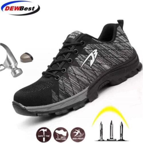 DEWBEST Top Sale Drop Shipping Men And Women Safety Boots Outdoor Breathable Men Shoes steel toe Puncture-Proof Safety Shoes