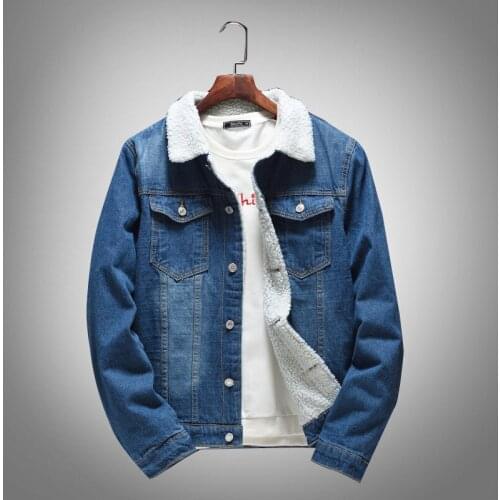New Men Clothing Denim Jacket Autumn Winter Classic Thick Warm Lamb Wool Coat Plus Size 6xl Male Trend Locomotive Youth Jacket