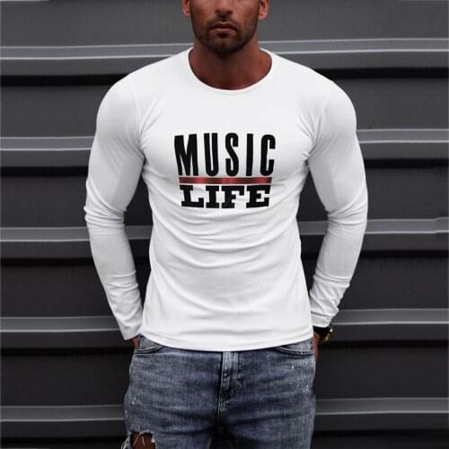 57# Male Printed T Shirts O Neck Long Sleeve Tees Tops Men Autumn Casual Streetwear Slim Pullovers Sports Undershirts T-shirts