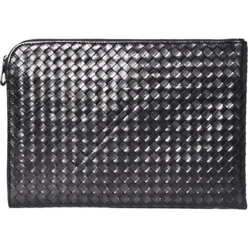 Men Clutches Envelope Baby Calf 100% Cowhide Leather Mens Clutch Bag Luxury Brand Woven Leather Large Capacity Top Quality 2020