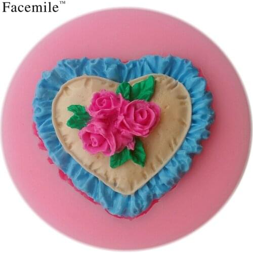 New Arrival about 6*1.6cm Cute Loving Heart Rose Flower Shape 3D Silicone Cake Mold Fondant Cake Gift For Cupcake 50-74