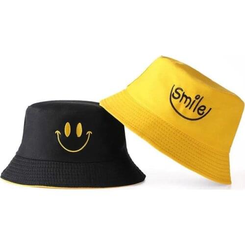 Summer Parent Bucket Hat Boys Girls Outdoor Panama Kids Cute Smiley Cotton Bob Fisherman Hat Women Travel Fishing Cap Sun Hat