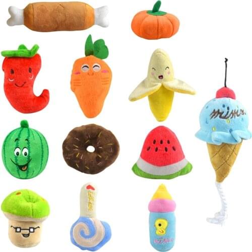 Pet Puppy Plush Chew Squeaker Squeaky Toy Cotton Plush Toys for Dogs Muti Model (Banana)