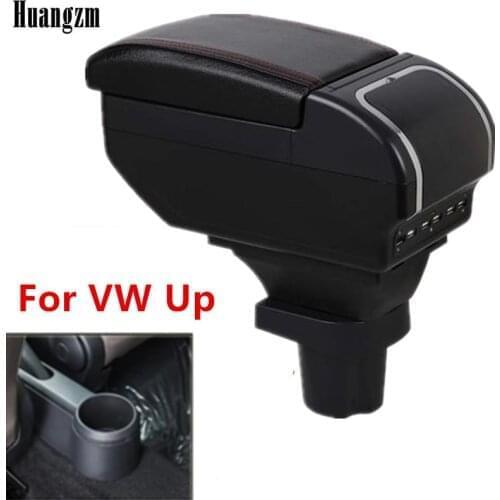 For VW UP Armrest Box USB Charging Heighten Double Layer Central Store Content Cup Holder Ashtray Accessories 2009-2018