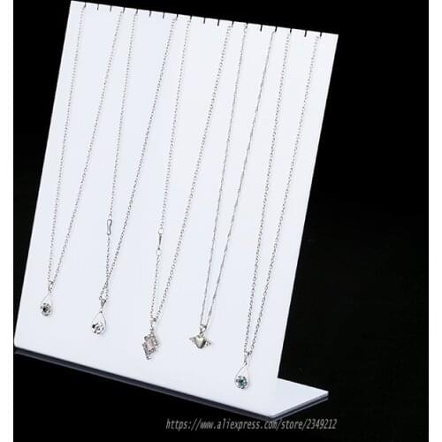 Wholesale 3pcs Acrylic Necklace Display Stand L Shelf Jewelry Showing Rack Necklace Hanging Hooks Showcase Props