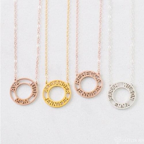 Custom Pendant Letters Necklace Best Friends Mom Lettering DIY Jewelry Bar Engraving Metal Necklaces Girl Sisters Lover Gift