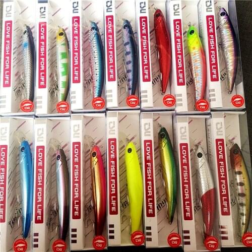 TSURINOYA Sinking Minnow Hard Fishing Lure DW77 110mm 22g Range 0.8-1.2m Large Trout Pike Seabass Jerkbait crank Baits