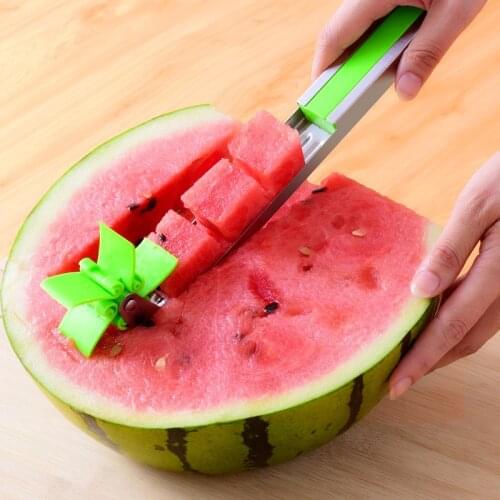 Watermelon Cutter Stainless Steel Windmill Design Cut Watermelon Kitchen Gadgets Salad Fruit Slicer Cutter Cut Cubes Tool