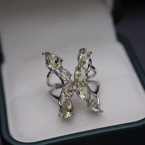 Big Flower Open Finger Rings For Women Yellow Crystal adjustable elegant engagement Ring Cubic Zirconia Boho large Ladies Rings