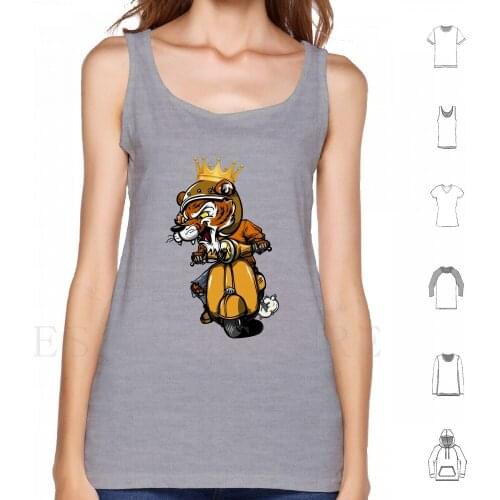 Tiger King-Cartoon Tiger On A Moped Tank Tops Vest Sleeveless Tiger King Tiger King Atticshirts Joe Exotic Carole Baskin