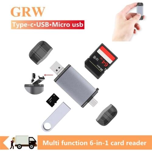 Grwibeou USB 2.0 Card Reader Type-c Micro-USB Smart SD TF U-disk Portable Reader Computer Phone Card Reading Device