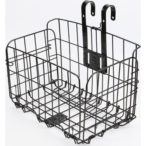 Bicycle Metal Bike Front Basket Foldable Handlebar Thick Iron Cycling Container Hanging Basket For Mountain Bike