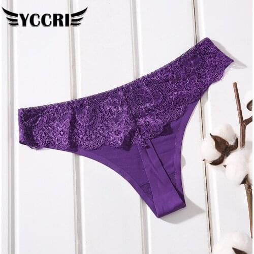 YCCRI Seamless Ladies Erotic Lingerie Thongs Womens Panties Sexy Transparent Hollow Lace Ice Silk Low Waist Underwear Femme