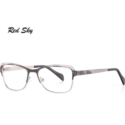 Women Optical Square Metal Glasses Frame Prescription Computer Myopia Transparent Glasses Clear Lense Stainless Steel Spectacles