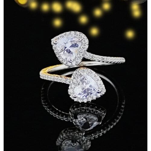 2021 New Trendy Heart 925 Sterling Silver Fashion Ring Open for Women Party Gift Jewelry Wholesale R6569