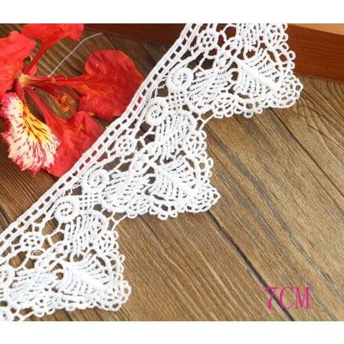 2 yards 7cm Cream Cotton Lace Trims for Costume Dress Trimmings Ribbon Applique Strip DIY Sewing Lace Fabric