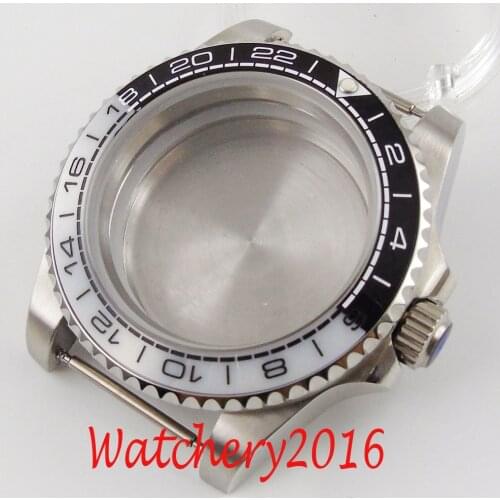 40MM Accessories Parts Sapphire Glass Brushed Ceramic Bezel Watch Case Fit 2836 Miyota 8215 NH35 NH36 Movement