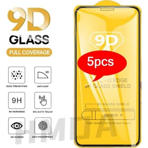 5Pcs/Lot Full Cover Tempered Glass For iPhone XS Max XR Screen Protector Glass On iPhone 6 6s 7 8 Plus X 5 5S 11 12 Pro Max Mini