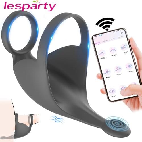 10 Modes Vibrating Penis Massager Ring Dildo Sex Toys for Men Scrotum Massager Male Chastity Cage Testicle Bondage Vibrators