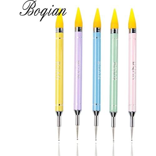 BQAN Wax Picker Rhinestone Dotting Pen Dual-ended Beads Handle Nail Art Tool Crystal Dot Pro Decoration Pencil Manicure