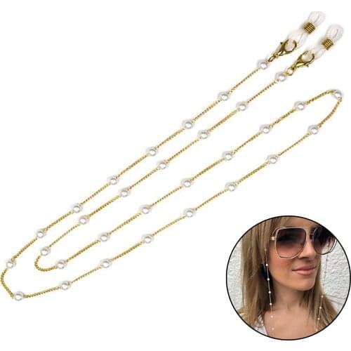 Summer Chic Women Gold Sunglasses Chains Reading Beaded Glasses Chain Eyewear Cord Lanyard Necklace Strap String Chain